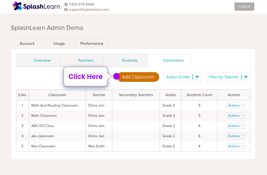 Setting up a classroom-linked parent account on SplashLearn