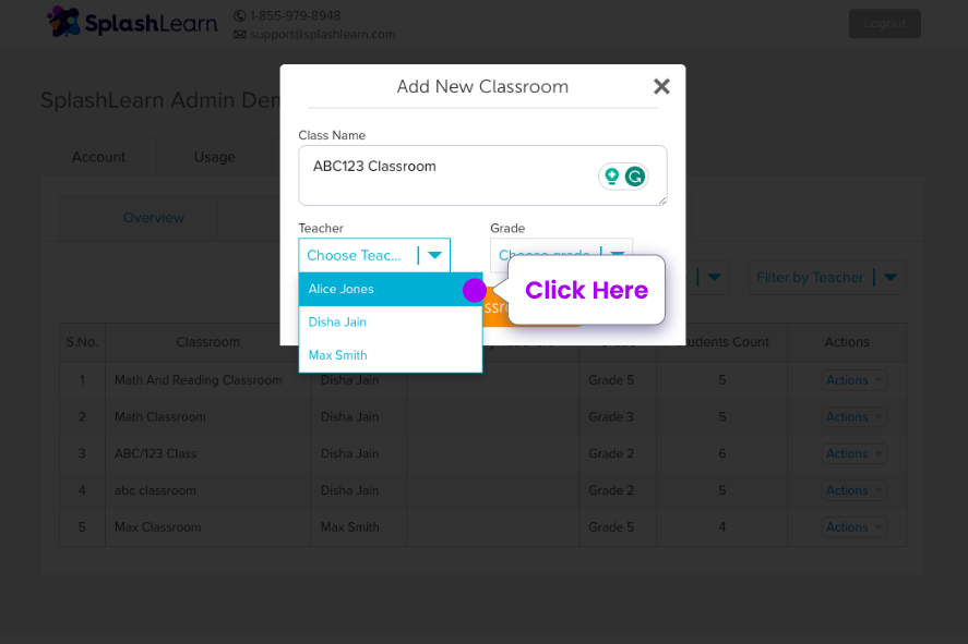 How admins can add, promote and transfer the classroom? – SplashLearn