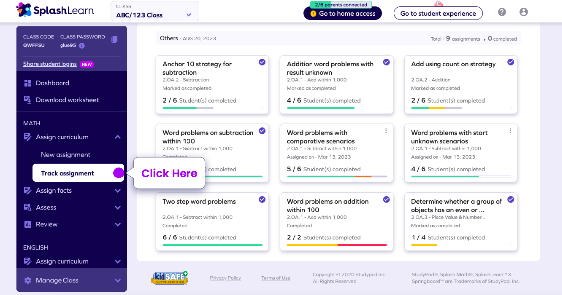 How teachers can edit, mark as complete, or delete assignments
