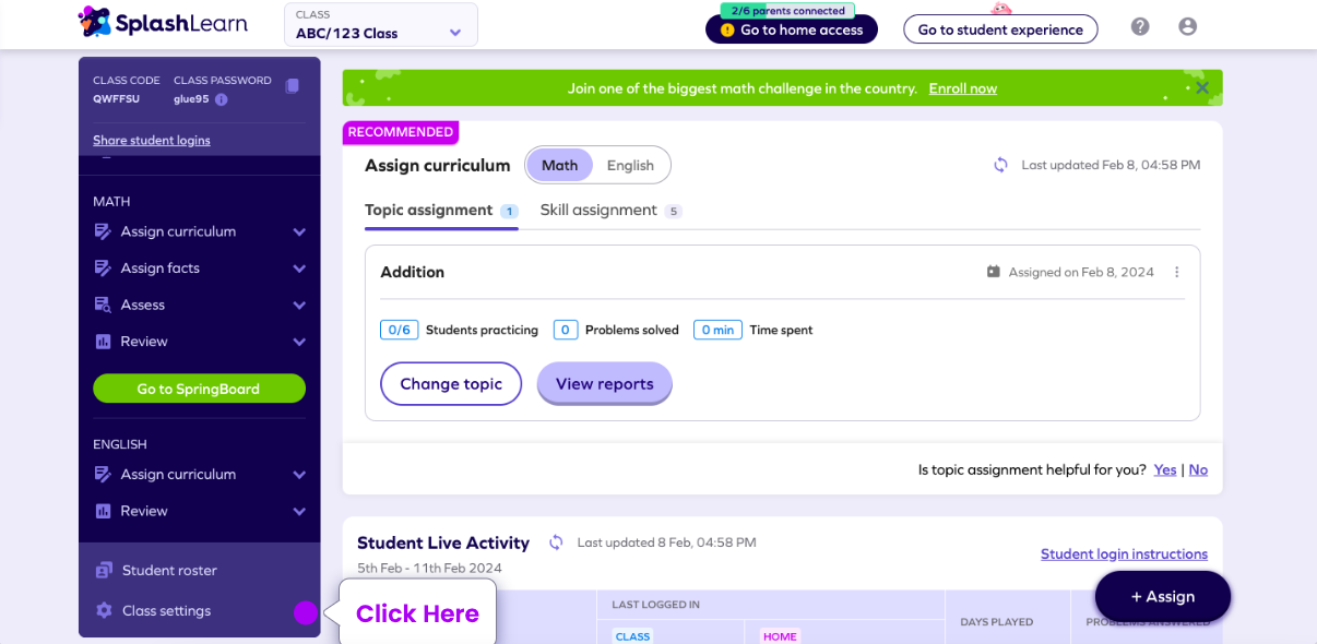 Exploring class settings on SplashLearn customizing your classroom