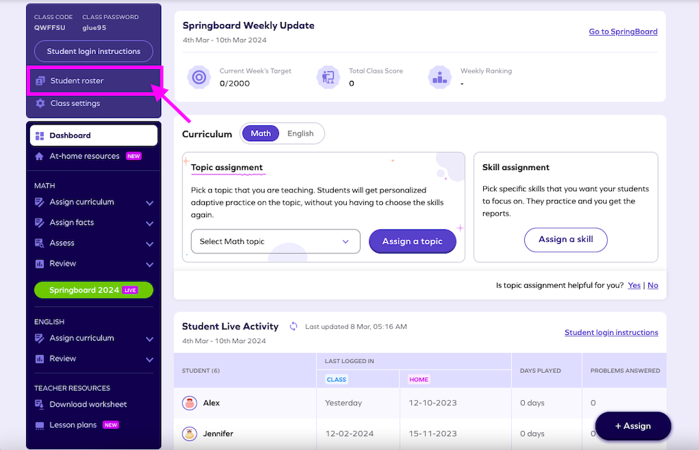 How can teachers change/update student information in SplashLearn? SplashLearn
