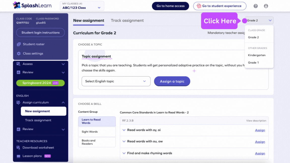 How can a teacher assign ELA/Reading assignments to the students
