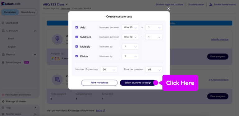 How can teachers assign Math Facts? – SplashLearn