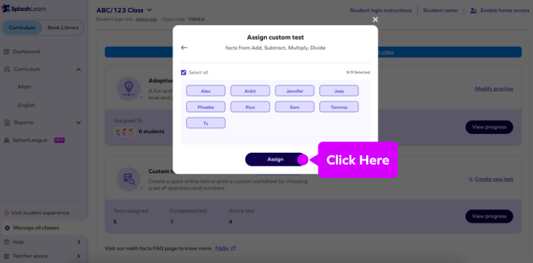 How can teachers assign Math Facts? – SplashLearn
