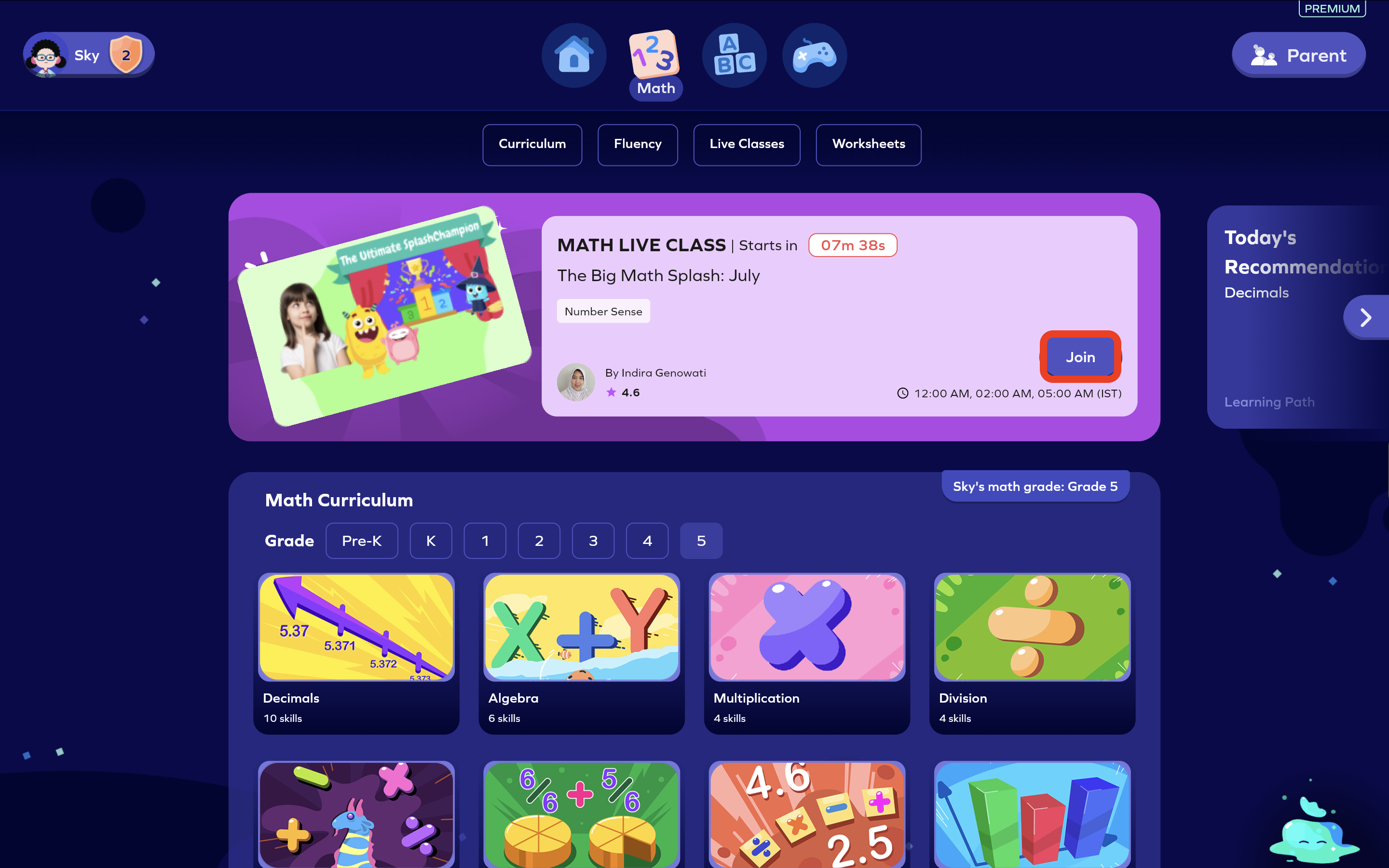 Live class > click join now .png