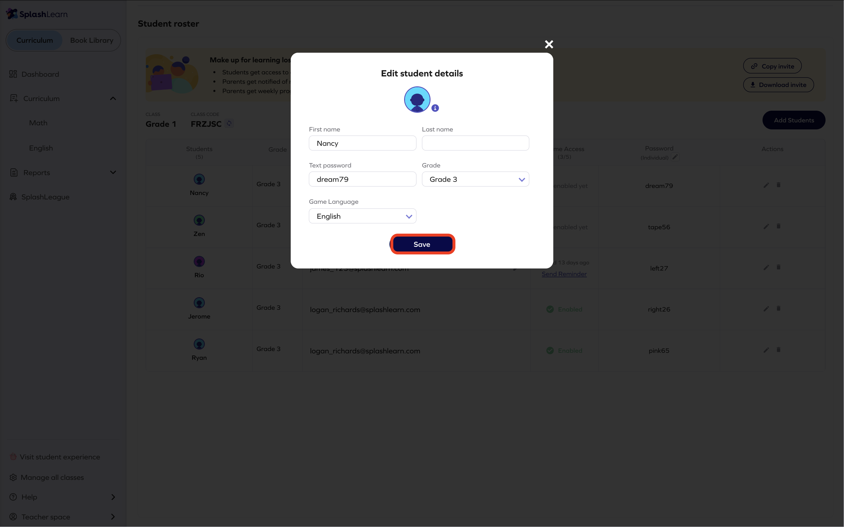 Save student details.png