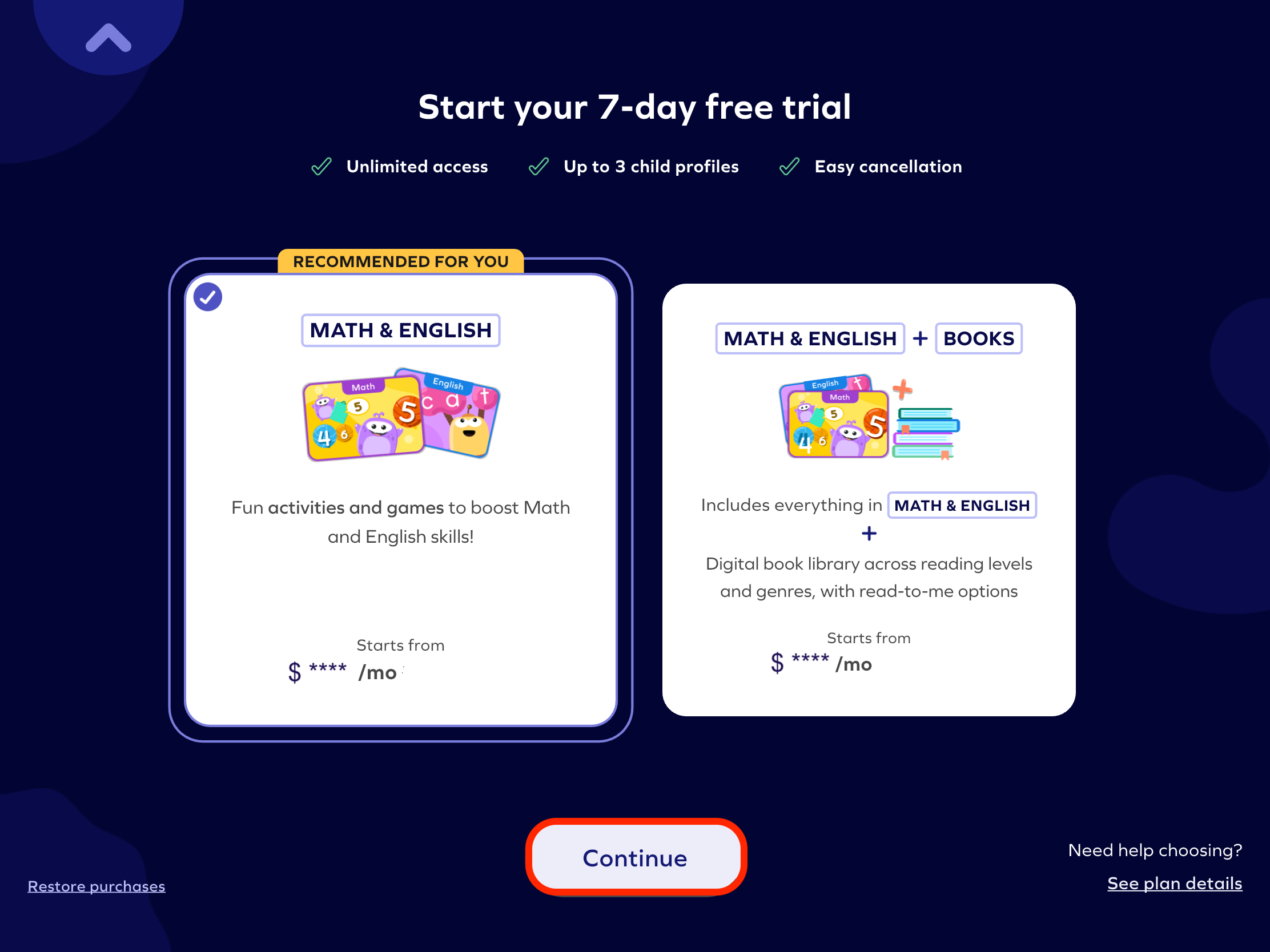 iPAD > select the plan and click continue.PNG