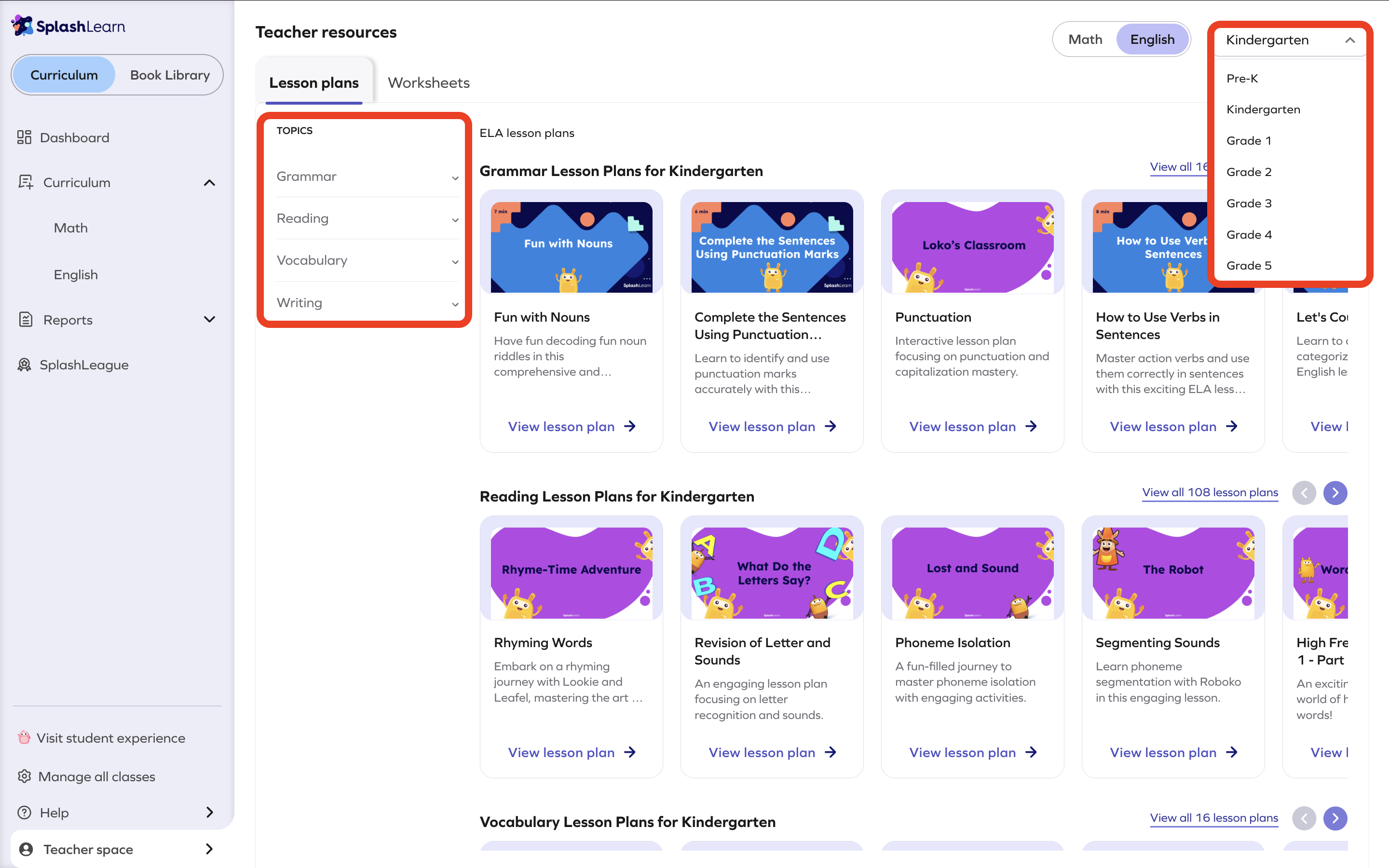 ELA > View lesson plan of all grades.png