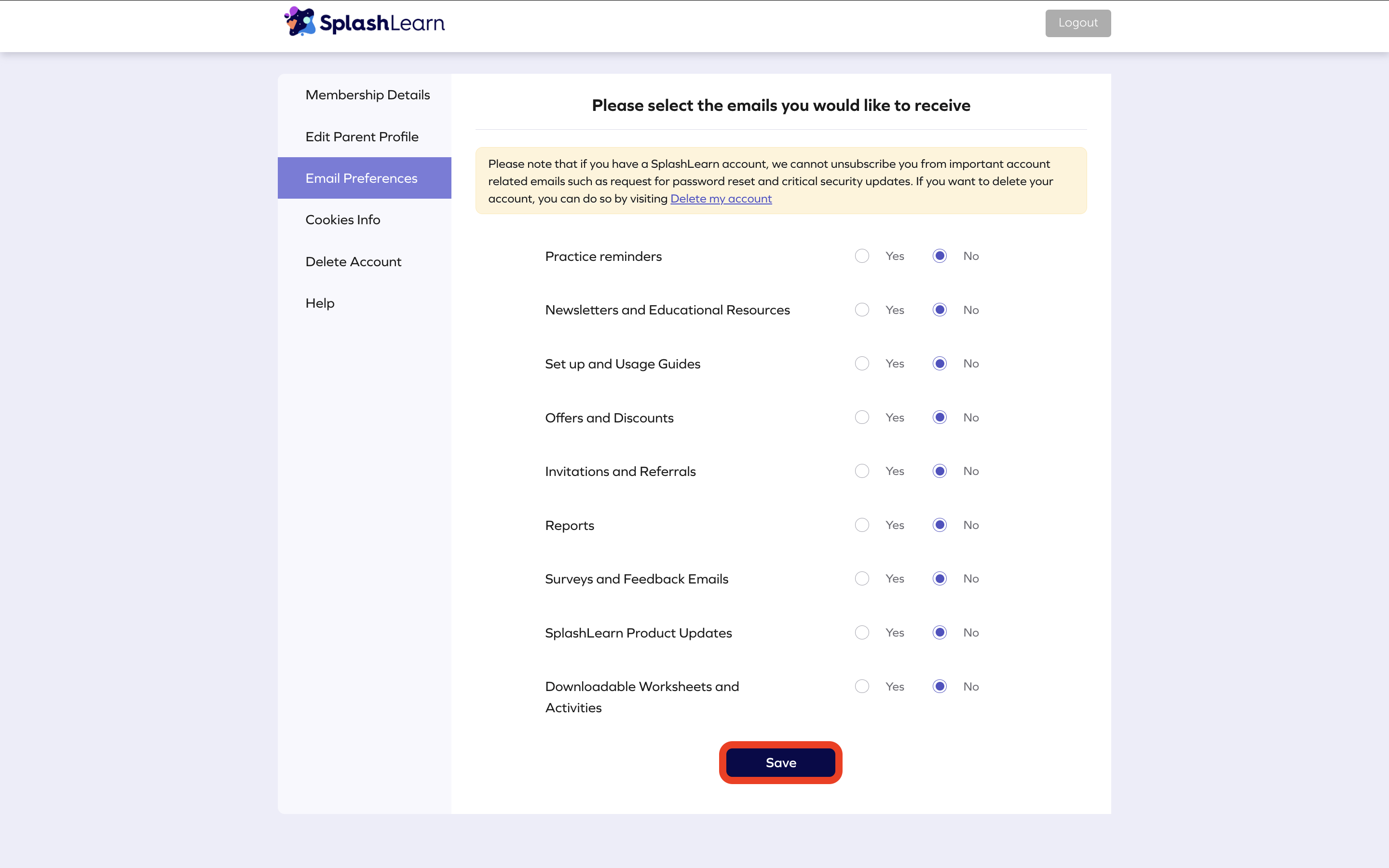 B2C > Email preferences > Click Save.png